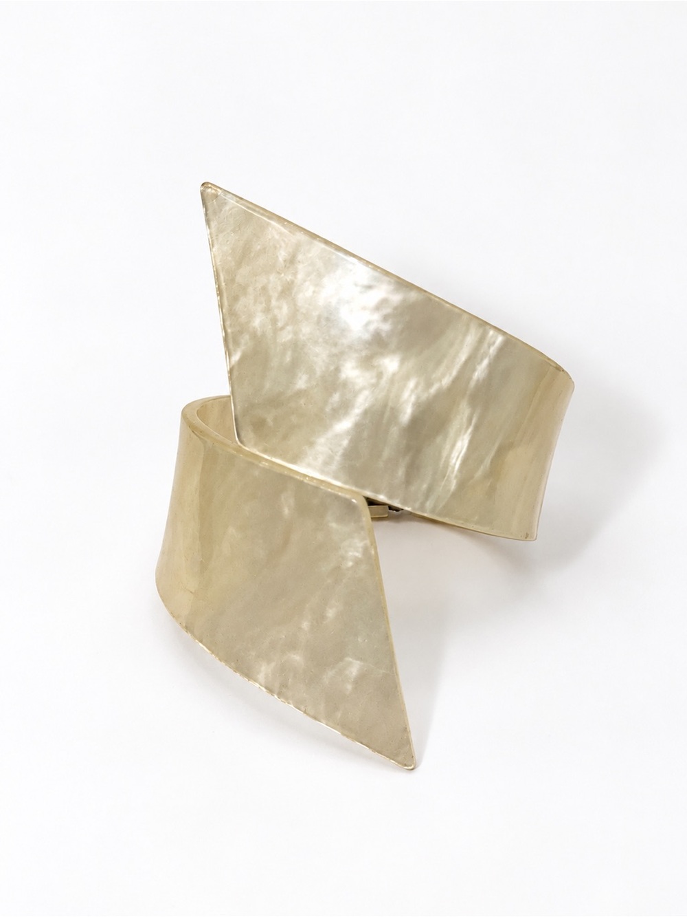 Ivory Tone Sculptural Hinged Cuff Bracelet